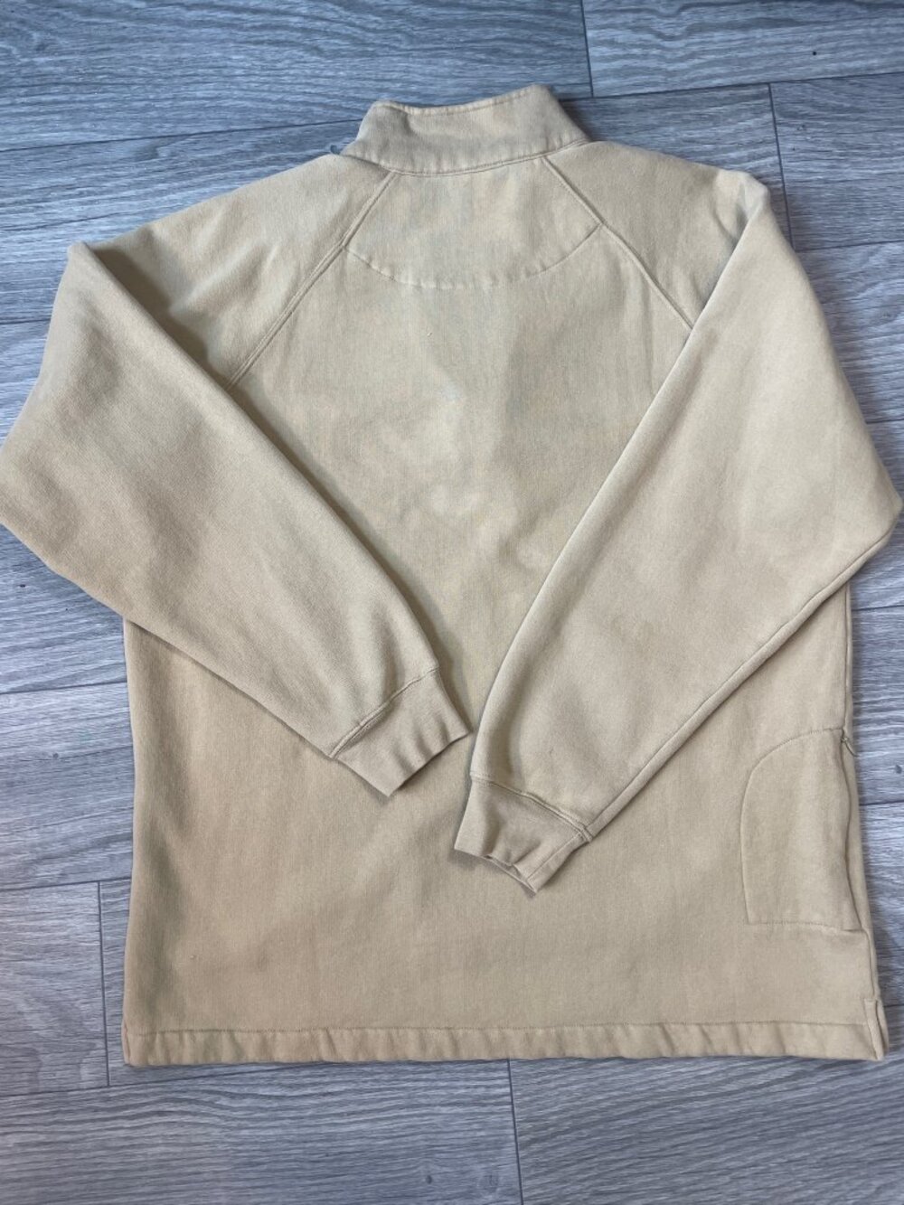 Woolrich Men's Quarter Zip Pullover Sweatshirt Medium Tan Fleece Lined granola - Picture 4 of 5